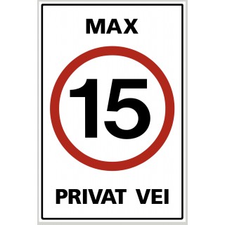 Privat vei - MAX 15 km/t