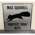 Mad squirrel (15 x15cm børstet aluminium)